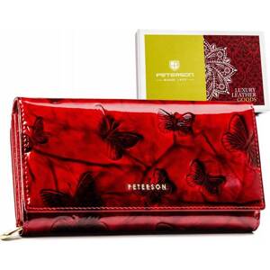 Peterson červená lakovaná peněženka s motýly Y561 [DH] PTN 42100-BF Velikost: ONE SIZE