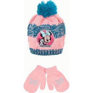 Minnie Mouse modro-růžová zimní sada čepice a rukavic Velikost: 50