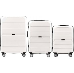 Bílá sada tří skořepinových kufrů - pruhy PP05, Luggage 3 sets (L,M,S) Wings, White Velikost: Sada kufrů