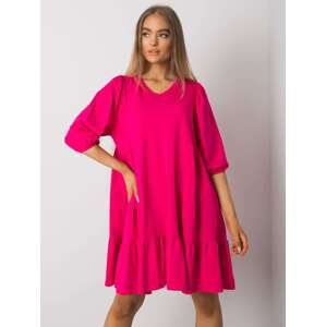 Růžové dámské volné šaty RV-SK-7248.09P-fuchsia Velikost: L/XL
