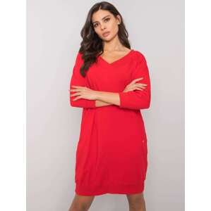 Červené mikinové šaty s kapsami RV-SK-7203.35P-red Velikost: L/XL