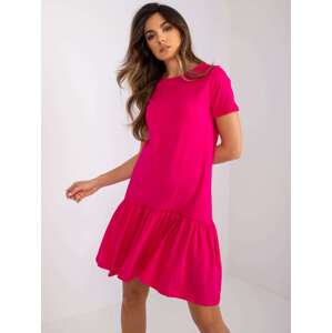 Růžové dámské volné mini šaty RV-SK-5631.02X-fuchsia Velikost: L