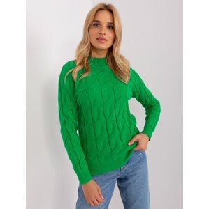 Zelený teplý svetr s rolákem AT-SW-2235.00P-green Velikost: ONE SIZE