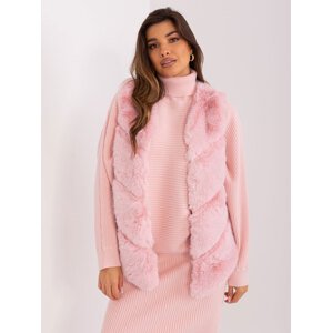 Světle růžová asymetrická chlupatá kožíšková vesta -AT-KZ-2349.00P-light pink Velikost: L/XL