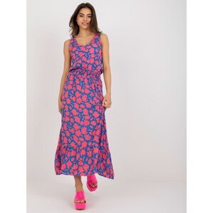 Růžovo-modré letní midi šaty se vzory D73771R30391A-mix color Velikost: XL