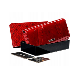 4U Cavaldi Červená kožená lakovaná peněženka s reliéfem M567 [DH] PN24-YM Velikost: ONE SIZE
