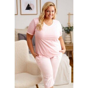 Pudrové plus size pyžamo s krátkým rukávem Velikost: L