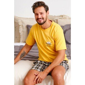 Žluto-kárované krátké pánské pyžamo Velikost: 2XL
