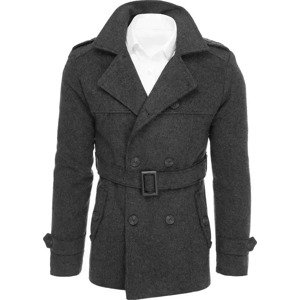 Tmavě šedý pánský dvouřadý kabát CX0419 Velikost: XL