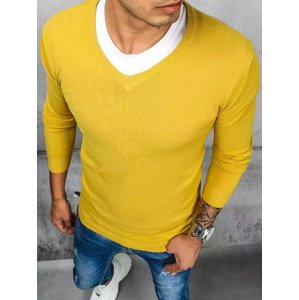 Žlutý pánský svetr s výstřihem do V WX1918 Velikost: 2XL