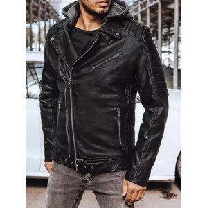 Černá koženková bunda s kapucí TX4244 Velikost: M
