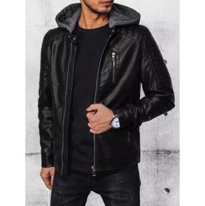Černá pánská koženková bunda s kapucí TX4329 Velikost: 2XL