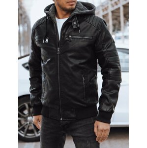 Černá pánská koženková bunda s kapucí TX4555 Velikost: XL