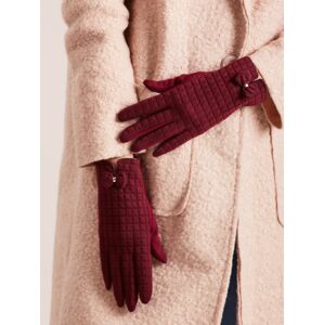 Dámské tmavě červené kostkované rukavice AT-RK-9502.25-burgundy Velikost: XL/2XL