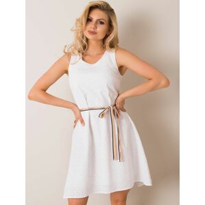 Dámské bílé šaty s páskem LK-SK-508217-1.26P-white Velikost: 38