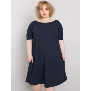 Tmavě modré šaty s kapsami Bellamy RV-SK-6639.02X-navy Velikost: 2XL