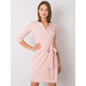 Světle růžové šaty s vázáním LK-SK-507665.17P-pink Velikost: 42