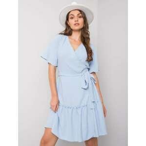 Světle modré dámské šaty s vázáním LK-SK-508623.24X-blue Velikost: 38