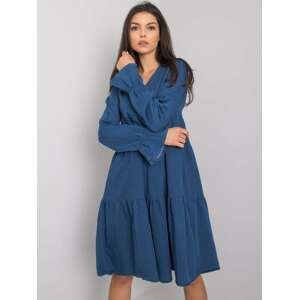 Modré dámské džínové šaty s volány RO-SK-E08.37-blue Velikost: L