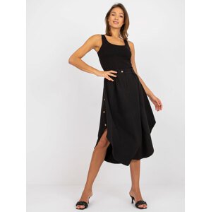 Černá midi sukně s knoflíky -CHA-SD-1242.36-black Velikost: L/XL