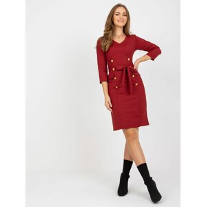 Tmavě červené koktejlové elegantní šaty -LK-SK-507838.93-dark red Velikost: 38