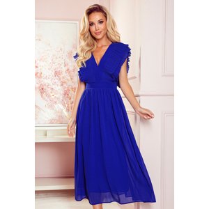 Modré šaty se skládanými volánky a výstřihem TAMARA 367-2 Velikost: XL