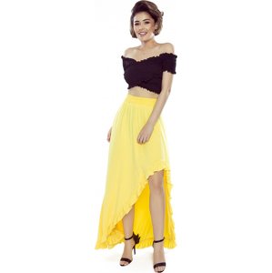 Asymetrická žlutá dlouhá sukně s volánkem ALEX 426-1 Velikost: XL