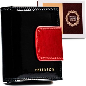 Peterson Černá malá lakovaná kožená peněženka Y361 [DH]  PTN 42329-SH Velikost: ONE SIZE