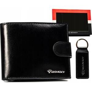 Rovicky Černá kožená peněženka s klíčenkou L184 [DH] R-SET-M-N992L-KCS Velikost: ONE SIZE