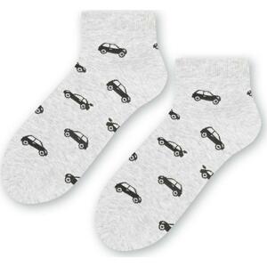 Pánské/chlapecké šedé ponožky s auty Art.025 IA047,  LIGHT GRAY MELANGE Velikost: 41-43