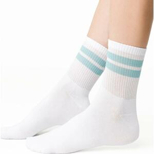 Bílé dámské ponožky s pruhy Art. 026 NA189,  WHITE Velikost: 35-37