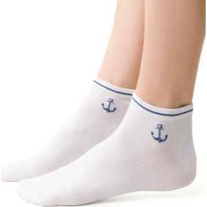 Bílé unisex kotníkové ponožky s kotvičkami Art. 117 YG001,  WHITE Velikost: 38-40