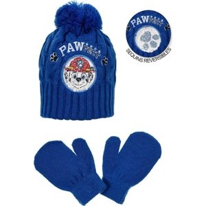 Chlapecký modrý set rukavic a čepice s Tlapkovou patrolou Velikost: 50
