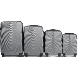 Stříbrná sada skořepinových kufrů FALCON 304, Luggage 4 sets (L,M,S,XS) Wings, Silver Velikost: Sada kufrů