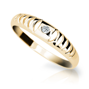 Zlatý prsten DF 1282 ze žlutého zlata, s briliantem 57