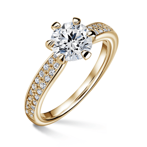 Florence Side Stones | Zásnubní prsten se středovým kamenem 1.000ct, žluté zlato, s diamanty 61