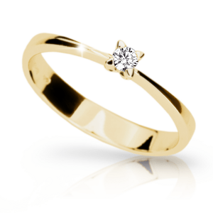 Zlatý zásnubní prsten DF 1958, žluté zlato, s briliantem 53