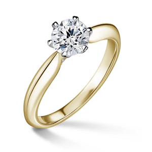 Mira | Zásnubní prsten se středovým kamenem 0.72ct, bílé a žluté zlato, s diamanty 58