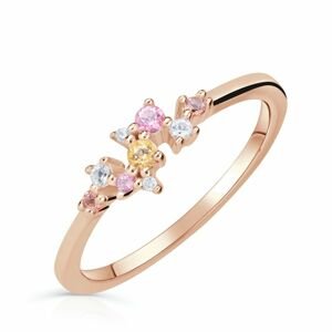 Zlatý dámský prsten DF 5036 z růžového zlata, barevné kameny 46