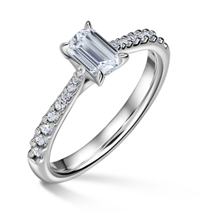 Arlene Side Stones | Zásnubní prsten se středovým kamenem 0.7 ct, bílé zlato, s diamanty 48