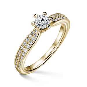 Florence Side Stones | Zásnubní prsten se středovým kamenem 0.25 ct, žluté zlato, s diamanty 63