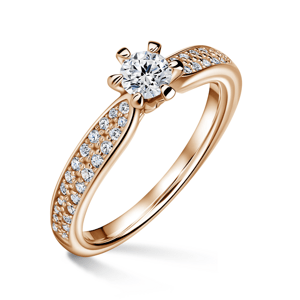 Florence Side Stones | Zásnubní prsten se středovým kamenem 0.25 ct, růžové zlato, s diamanty 48