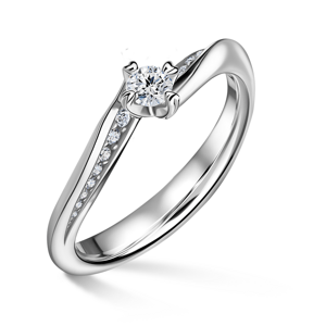 Freya Side Stones | Zásnubní prsten se středovým kamenem 0.145ct, bílé zlato, s diamanty 48