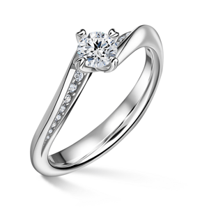 Freya Side Stones | Zásnubní prsten se středovým kamenem 0.400ct, bílé zlato, s diamanty 54