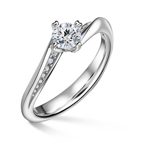 Freya Side Stones | Zásnubní prsten se středovým kamenem 0.700ct, bílé zlato, s diamanty 65
