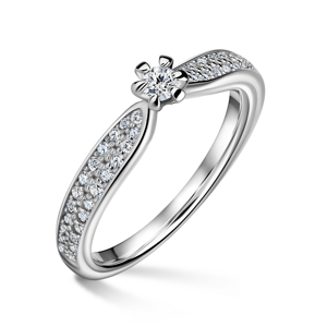Florence Side Stones | Zásnubní prsten se středovým kamenem 0.085ct, bílé zlato, s diamanty 54