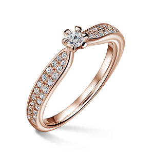 Florence Side Stones | Zásnubní prsten se středovým kamenem 0.085ct, růžové zlato, s diamanty 50
