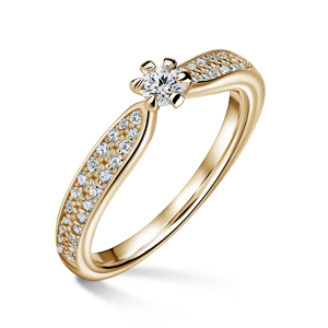 Florence Side Stones | Zásnubní prsten se středovým kamenem 0.145ct, žluté zlato, s diamanty 54