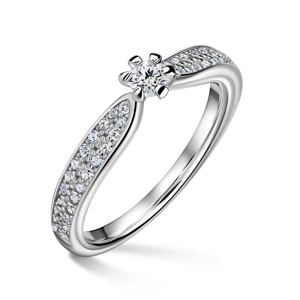 Florence Side Stones | Zásnubní prsten se středovým kamenem 0.145ct, bílé zlato, s diamanty 48