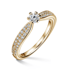 Florence Side Stones | Zásnubní prsten se středovým kamenem 0.180ct, žluté zlato, s diamanty 52